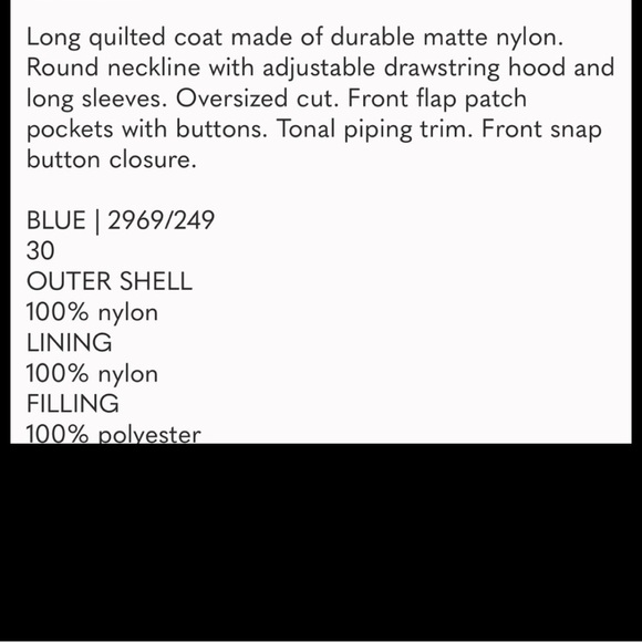 Zara Blue Quilted Puffer Coat Longline - Picture 11 of 11